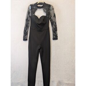 Hot Miami Styles Women's Size M Black Lace Cutout‎ Jumpsuit Elegant Evening